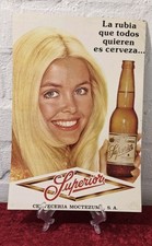 1973 ORIGINAL SUPERIOR BIER KARTON SCHILD PLAKAT WERBUNG DEKO VINTAGE MEXIKO