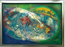  Jozsef Toth *1944: Schwebende Wellen Öl-Lackgemälde um 1996 Astronomie Kosmos