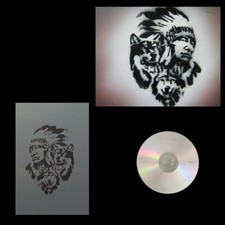 Schablonen Airbrush Indianer mit Wölfe # 0183 & Anleitungs CD