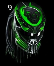 DER PREDATOR HELM CUSTOM GREEN SKULL ( DOT & ECE ZERTIFIZIERT)
