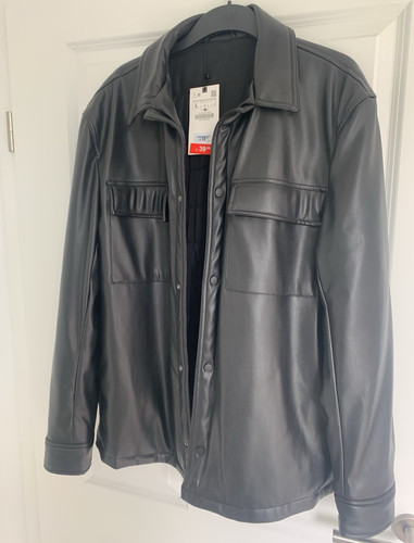 Zara lederhemd schwarz - zara, l