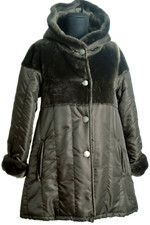 Damen Parka Leder Stoff