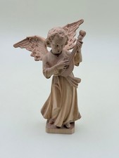 38/3 Holz Schnitzfigur Engel mit Violine Mädchen Handwerkskunst / Weihnachtsdeko