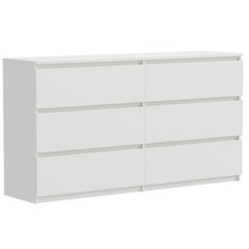 Kommode Schubladenschrank 119x77x34 cm, weiß matt, 6 Schubladen, viel Stauraum