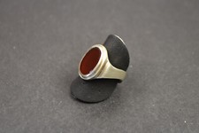 moderner Herren Designerring Silber 935, Karneol und Handarbeit! RG 60/19,1 mm.