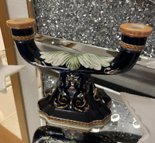 GIEN Porzellan französischer Vintage Kerzenhalter handbemalt Frankreich ca 1970 