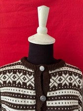 TRACHTEN**STRICKJACKE**NORWEGER STIL**BRAUN CREME**HANDARBEIT**UNIKAT**GR.L/XL**