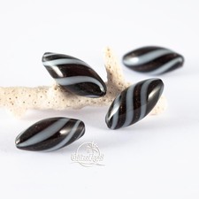 4x Glasperlen Hohlglasperlen Murano 25mm Lampwork schwarz GlitzerInsel 01038