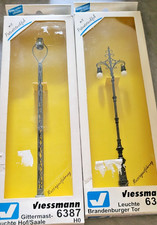 2x Viessmann H0, 1x6395 Leuchte Brandenburger Tor und 1x 6387 Gittermastleuchte
