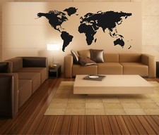 Wandtattoo Weltkarte World Map Motiv II detailliert Wandaufkleber Premium Folie