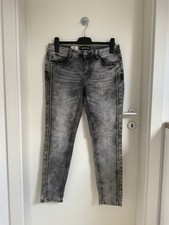 STREET ONE Damen Jeans York 30/30 Grau Neongelb Baumwolle Stretch 