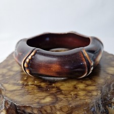 Groß Vintage Armreif Braun Rund Damen Modeschmuck Hippie Festival Armring Eckig