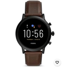 Fossil Gen 5 FTW4026 Carlyle HR 44mm Schwarz Dunkelbraun Leder