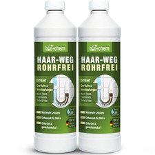 bio-chem Haar-Weg Abflussreiniger 2x1L–geruchsneutraler Rohrreiniger für Abfluss