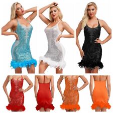 Damen Minikleid Samba Ballkleid Durchschauen Tanzkleid Funkeln Kleider Musik