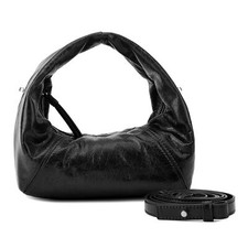 LES VISIONNAIRES Greta Schultertasche Leder 20cm #LVN-GRETAMINIICONCRINKLE (blac