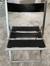 LÜBKE DESIGN Klappstuhl ultraflach Chrom Kernleder schwarz silber Stuhl 