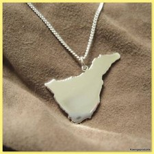 TENERIFFA Landkarte Anhänger mit Panzerkette in 925er Silber