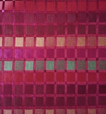 Meterware rot orange grün kariert Quadrate eingewebt 280cm Stoff wendbar Deko