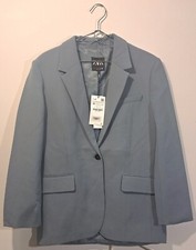 NEU Zara Oversize Blazer Jacke Blau Hellblau Taubenblau Elegant Blogger Gr. M