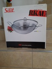Wok Pfanne Silit Edelstahl, 36cm mit Deckel und Zubehör, nicht genutzt