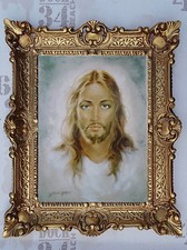 Gemälde von Carlo Parisi Jesus Christus Wandbild Bild mit Rahmen BAROCK 56x46cm