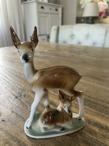 Vintage porzellan reh mit kitz - porzellan,