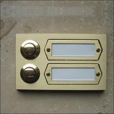 Messing Klingel Klingelplatte Klingeltaster 2-reihig Ausstellungsstück