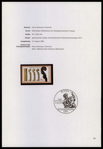 Brd schmuckblatt 1993 musik - brd,