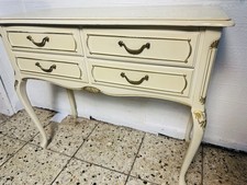Shabby Chic Schubladen  Tisch Schrank  Antik  Chippendale Creme Weiß Retro