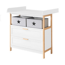 roba Wickelkommode Wickeltisch Berlin Kommode weiß Bambus Wickelaufsatz229