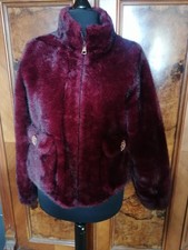 Hochwertige Webpelz/Kunstfelljacke Einheitsgröße: 38 - 42, Farbe bordeaux