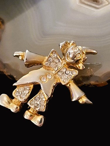 Brosche clown edelstahl golden - brosche,