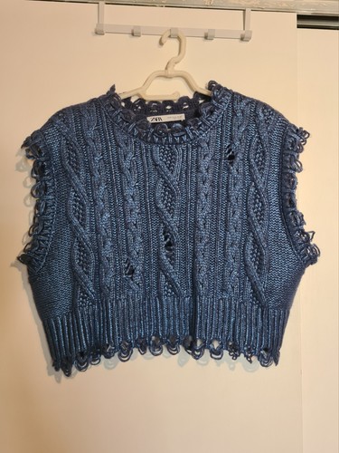 Zara metallic strickweste - strickweste, gr