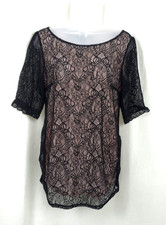 Schwarzes Spitzen-Overlay-Top