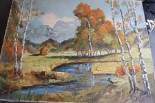 Landschaft - Birken - Ölgemälde Handgemalt signiert ohne Rahmen 80cm x 60cm