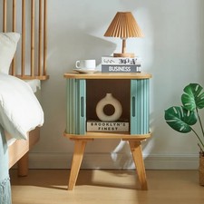 Beistelltisch mit 2 Schiebetüren 58 x 45 x 45 cm Bambus / Blau