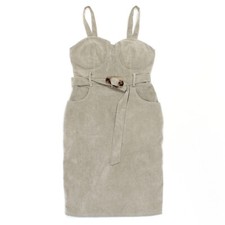 Papillonne kurzes Kleid Trägerkleid Damen Größe S Feincord Klemmgürtel bodycon