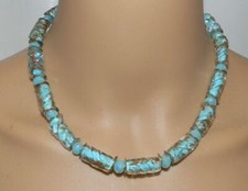 Halskette Perlen Glas Lampwork Murano Art Aqua pastell kupfer gold silber  202p
