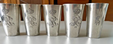 Fünf antike Silberbecher (1902-1906) mit Monogramm 800er Silber