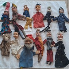 Lot 12 x Kasperle Puppen antik Holz Geschnitzt bemalt 19 / 20 Jahrhundert