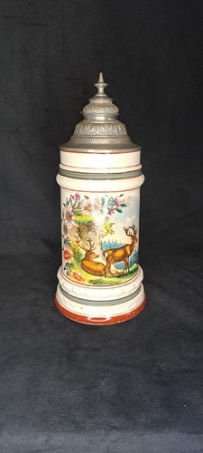 Alter bierkrug mit - bierkrug, zinndeckel