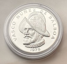 1 Balboa 1975 Panama  Vasco Nunez 0,925 Silbermünze . Selten