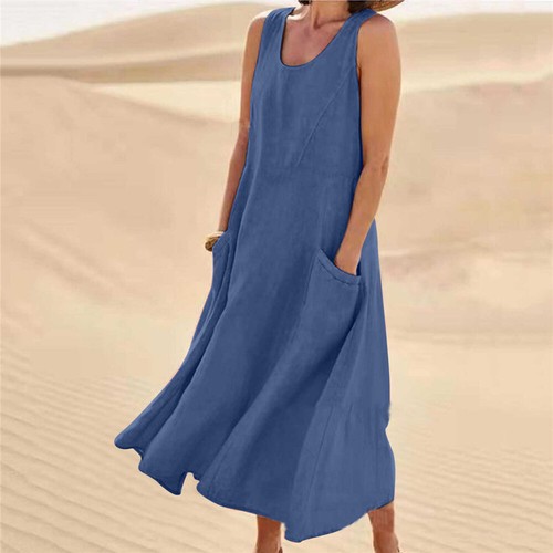 Damen leinenoptik kleid - damen,