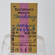 Fahrkarte Fahrschein Rückfahrkarte Hannover Regensburg Hamburg 1970