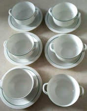 NEUw ♥ ARZBERG Form 2075 ♥ Secunda Löffelhardt grüner Rand 6x Suppentassen 5x UT