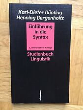 Studienbuch Linguistik Einführung in die Syntax