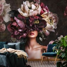 Fototapete Frau mit Blumen