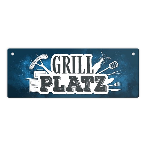 Grillplatz metallschild - metallschild, in
