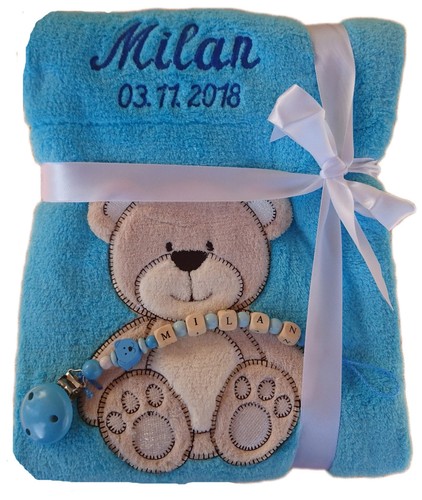 Babydecke mit namen bestickt - mit,